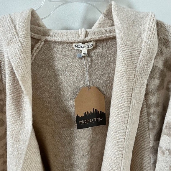 Main Strip For Comfort’s Sake Hooded Leopard Cardigan in Taupe S NWT - Picture 4 of 10